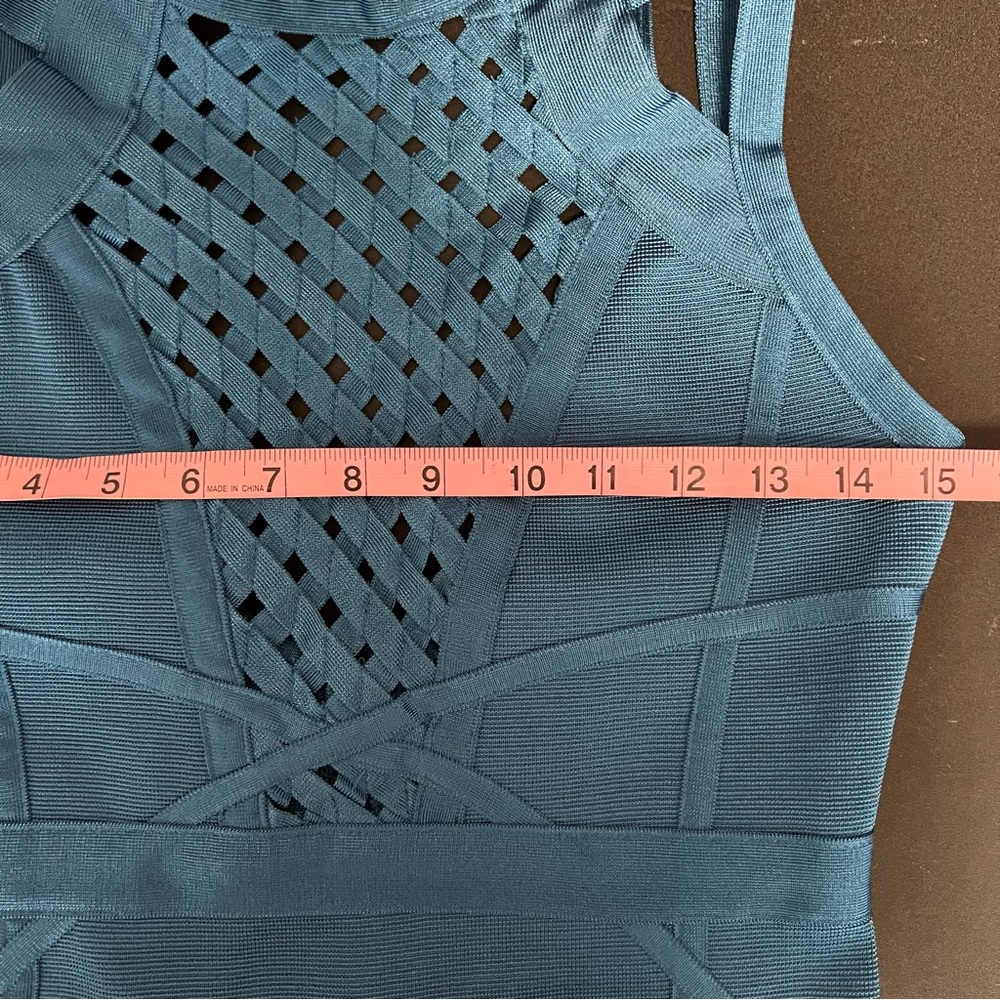 Lulus Women Medium Teal Blue Bondage Bodycon Strappy Sleeveless Cocktail dress - Picture 11 of 12
